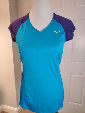 Mizuno Women's Teal & Purple Athletic V-Neck Top